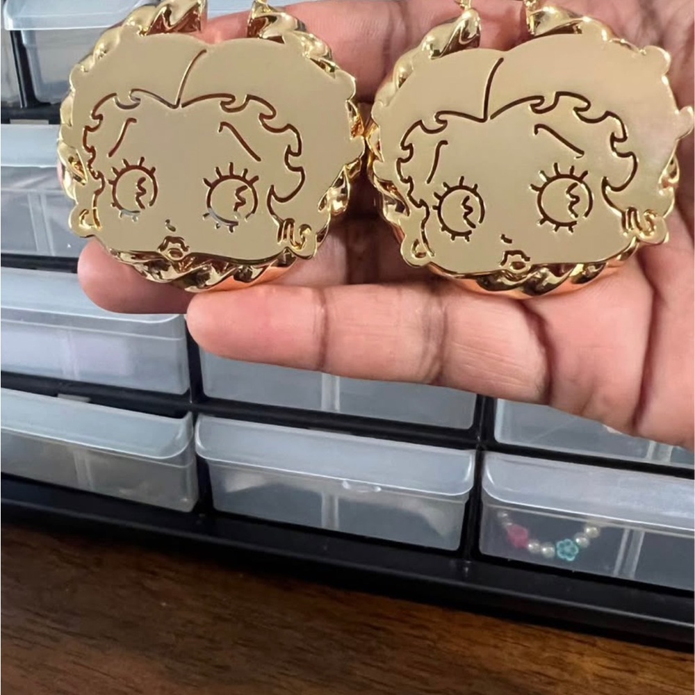 Gold Cartoon Character Earrings